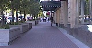 A sidewalk on the city streets of Salt Lake, where they walk.